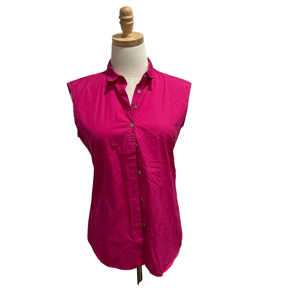 Jil Sander Womens Pink Sleeveless Button Down Shirt Cotton Poplin Italy Size 36